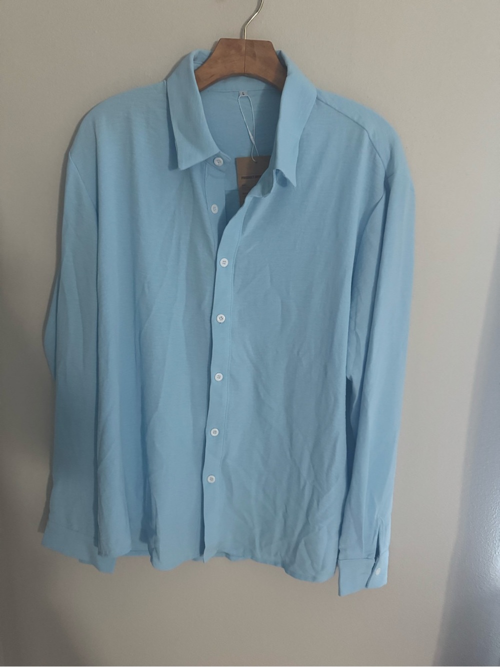 MANLY Men's Light Blue Button-Up Shirt